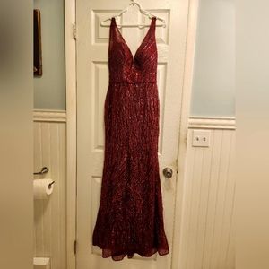 Sequin Burgundy Formal Dress